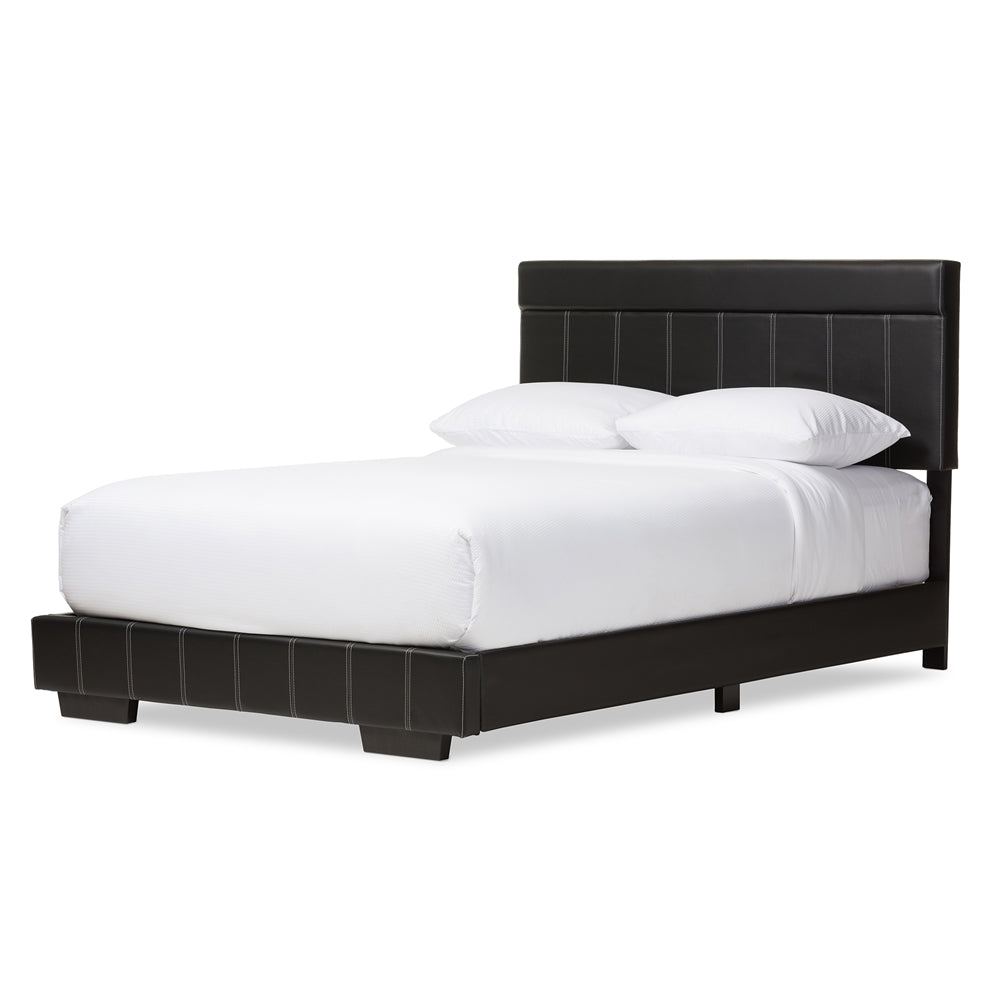 Solo Modern And Contemporary Black Faux Leather Full Size Platform Bed