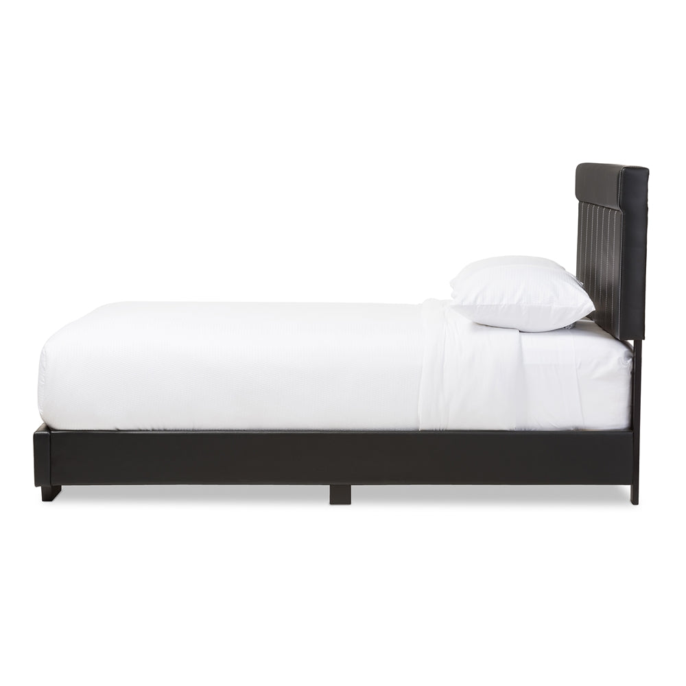 Solo Modern And Contemporary Black Faux Leather Full Size Platform Bed