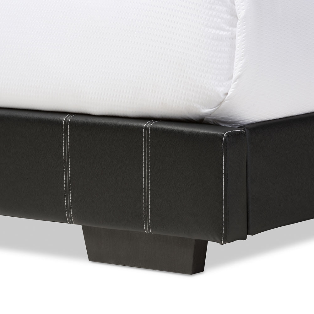 Solo Modern And Contemporary Black Faux Leather Full Size Platform Bed