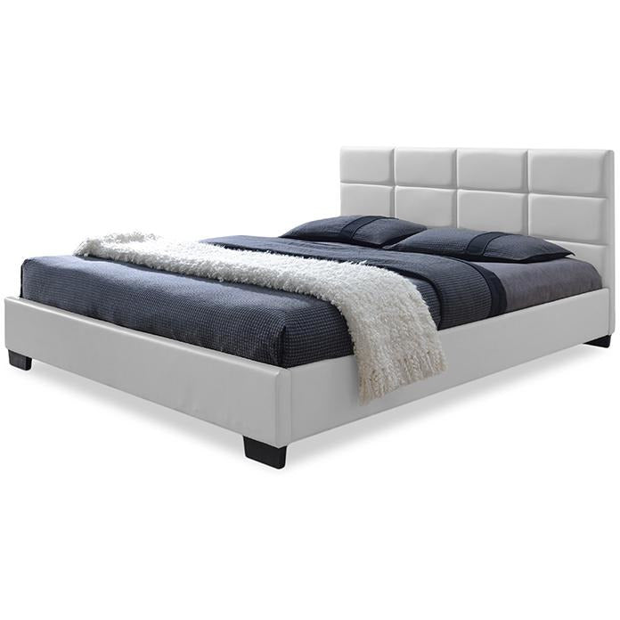 Vivaldi White Faux Leather Padded Platform Base Full Size Bed Frame