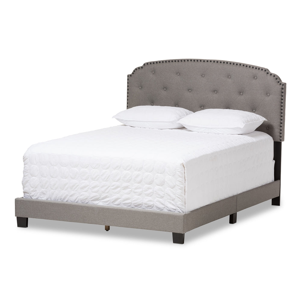 Lexi Light Grey Fabric Upholstered Queen Size Bed