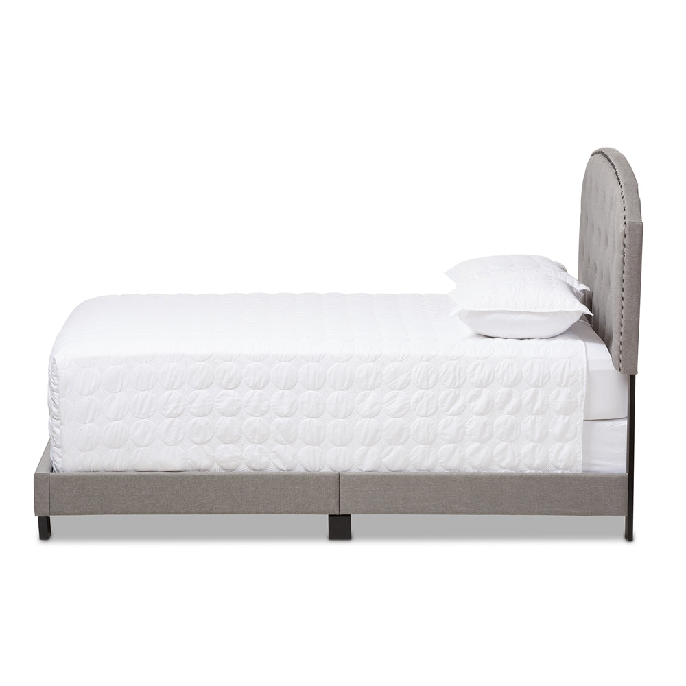 Lexi Light Grey Fabric Upholstered Queen Size Bed