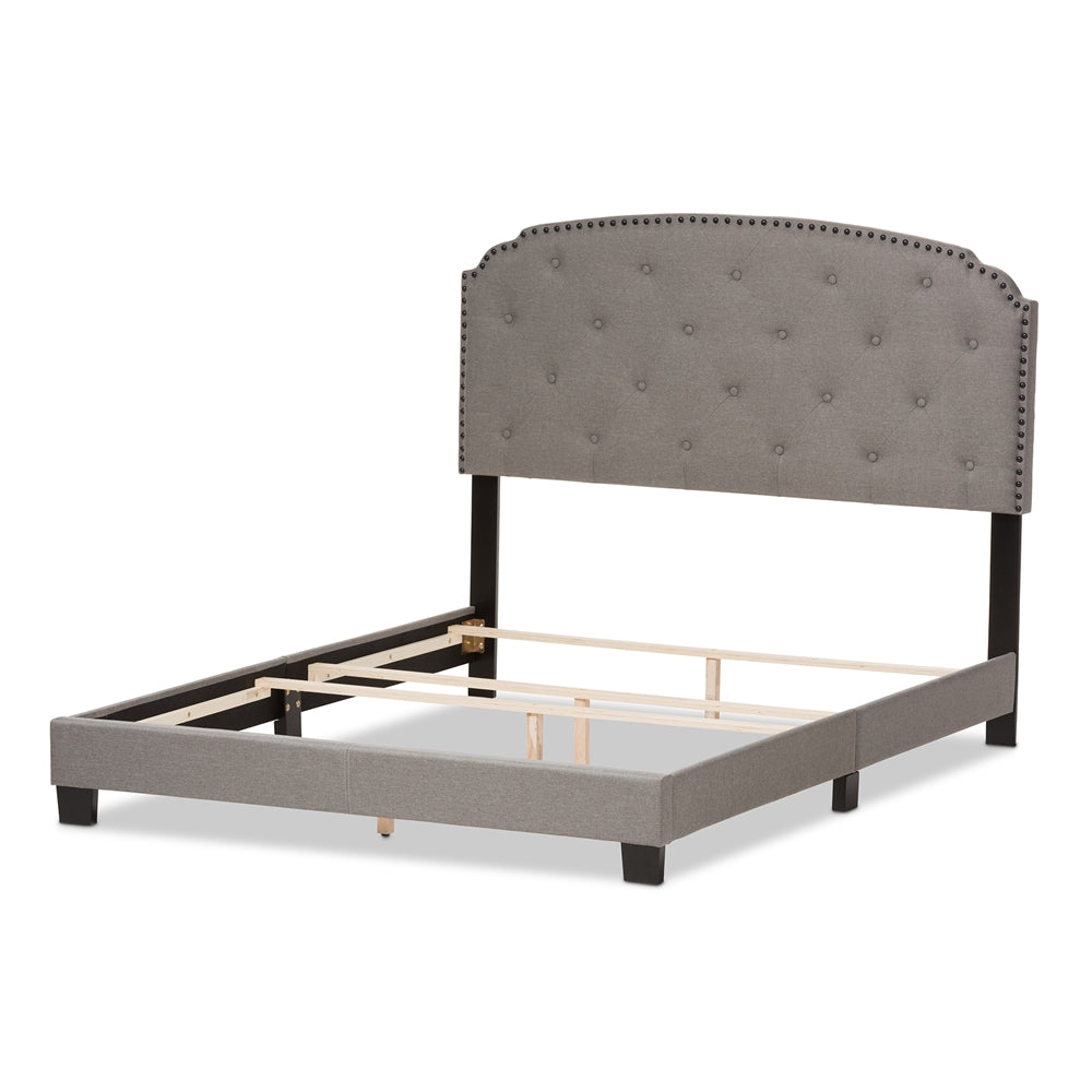 Lexi Light Grey Fabric Upholstered Queen Size Bed