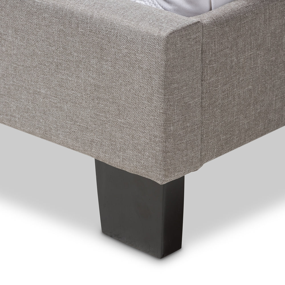 Lexi Light Grey Fabric Upholstered Queen Size Bed