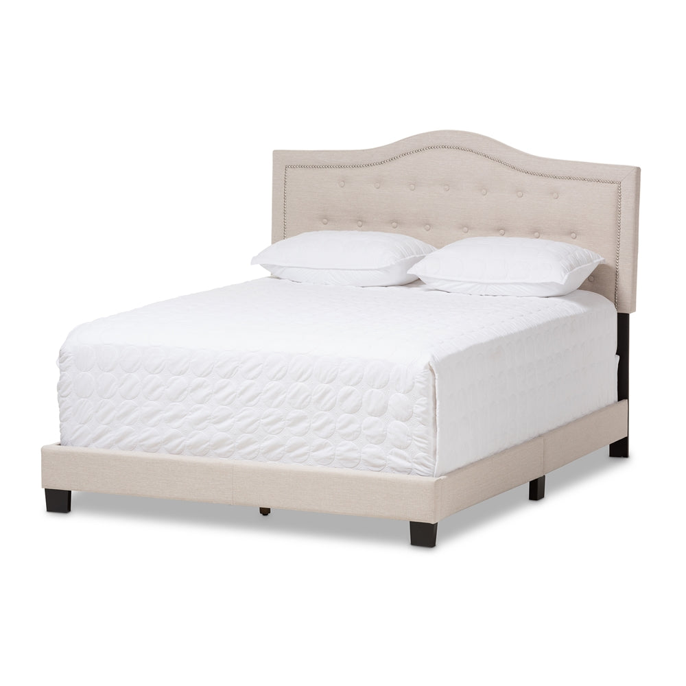 Emerson Light Beige Fabric Upholstered Full Size Bed