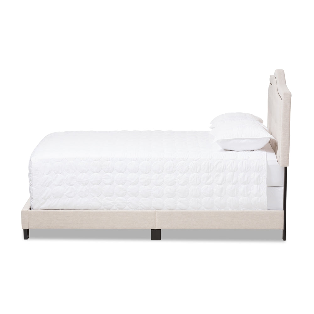 Emerson Modern And Contemporary Light Beige Fabric Upholstered King Size Bed