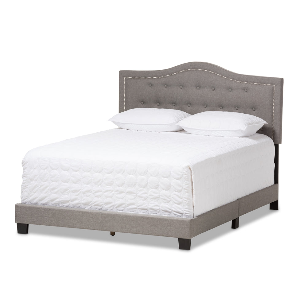 Emerson Light Grey Fabric Upholstered Queen Size Bed