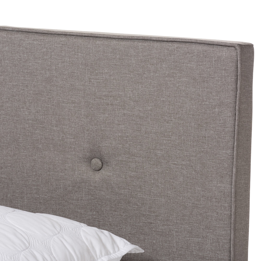 Hampton Light Grey Fabric Upholstered Queen Size Bed