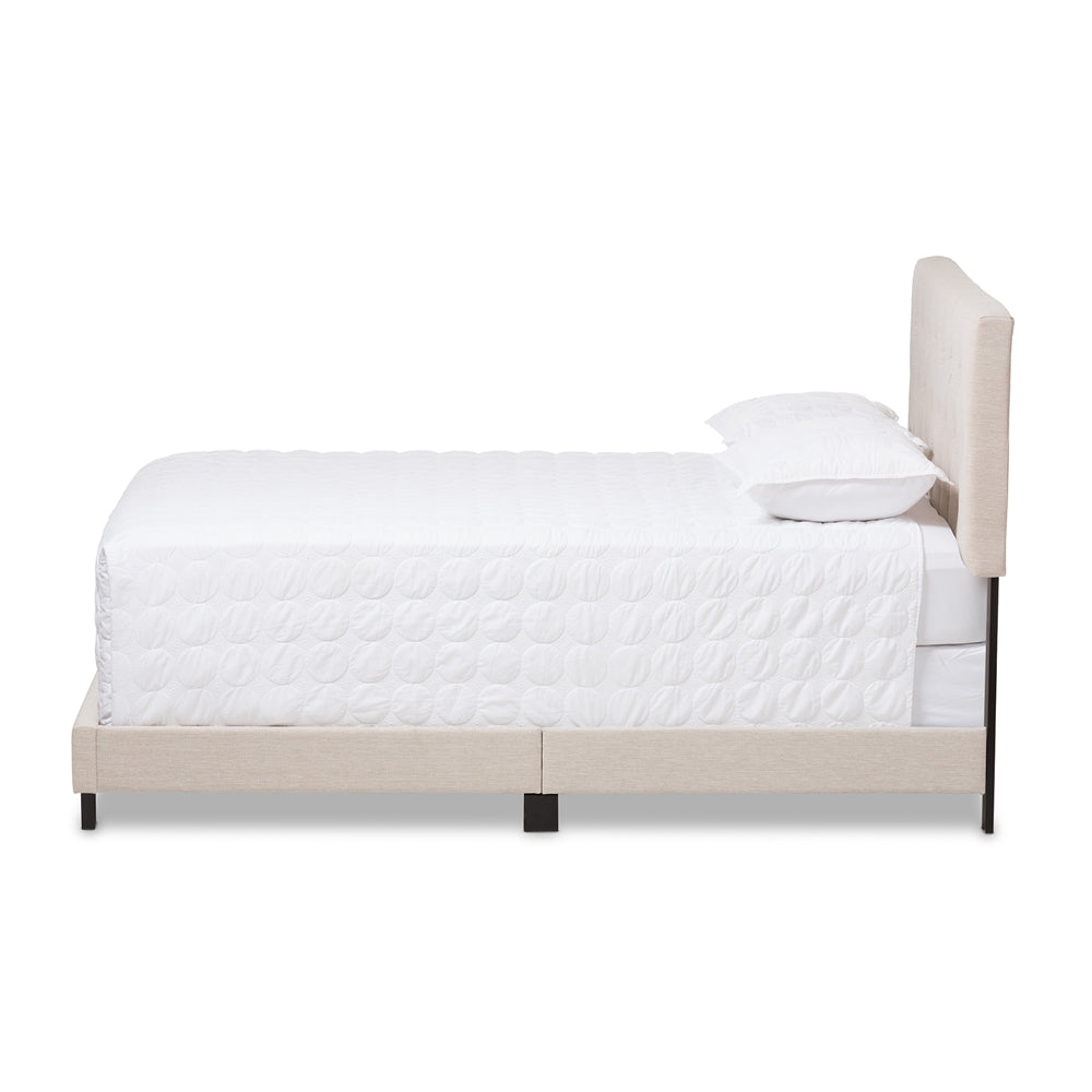 Cassandra Light Beige Fabric Upholstered Queen Size Bed