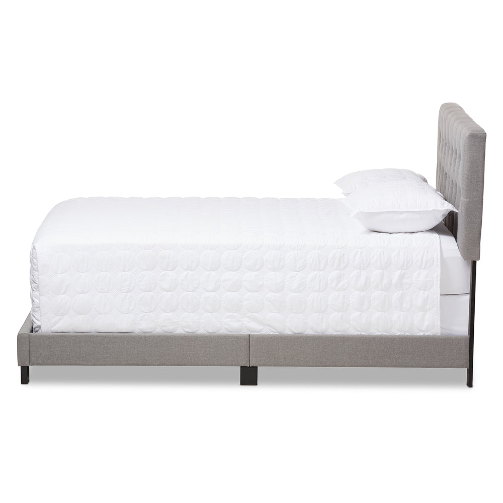 Cassandra Light Grey Fabric Upholstered King Size Bed