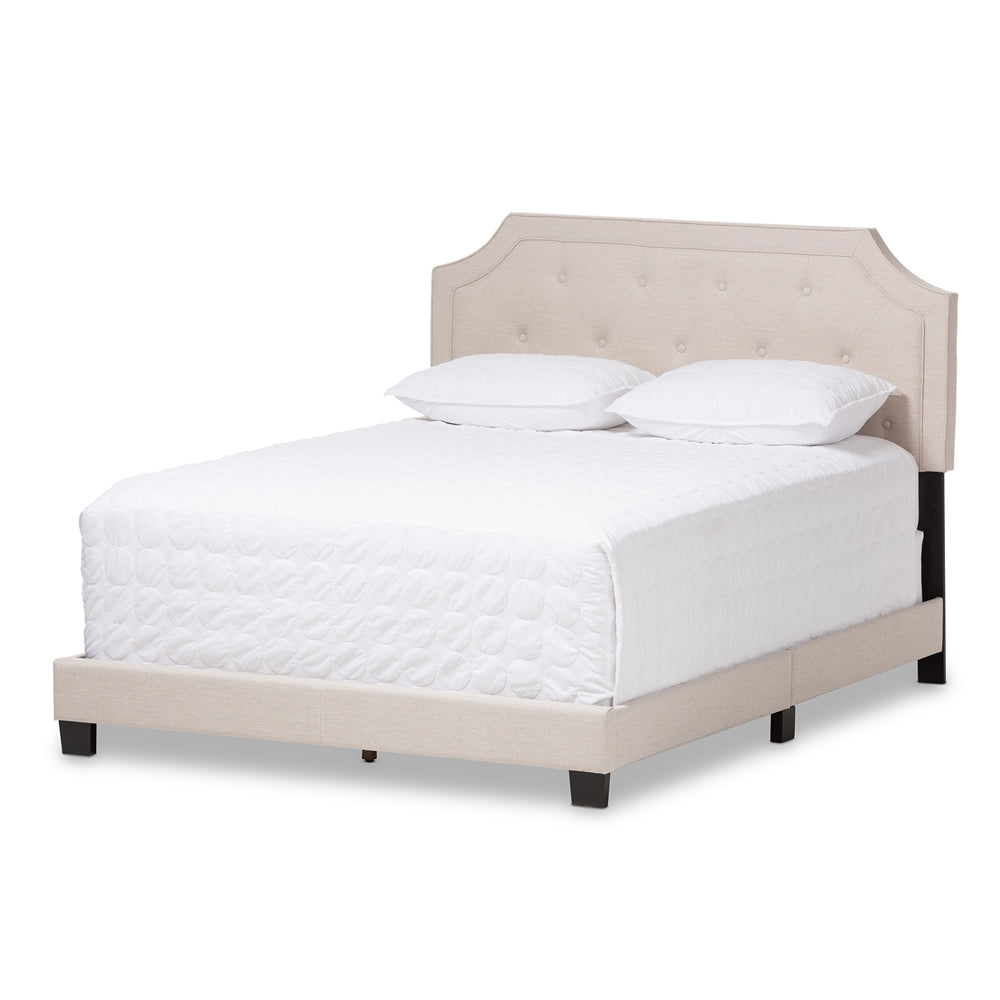 Willis Light Beige Fabric Upholstered King Size Bed