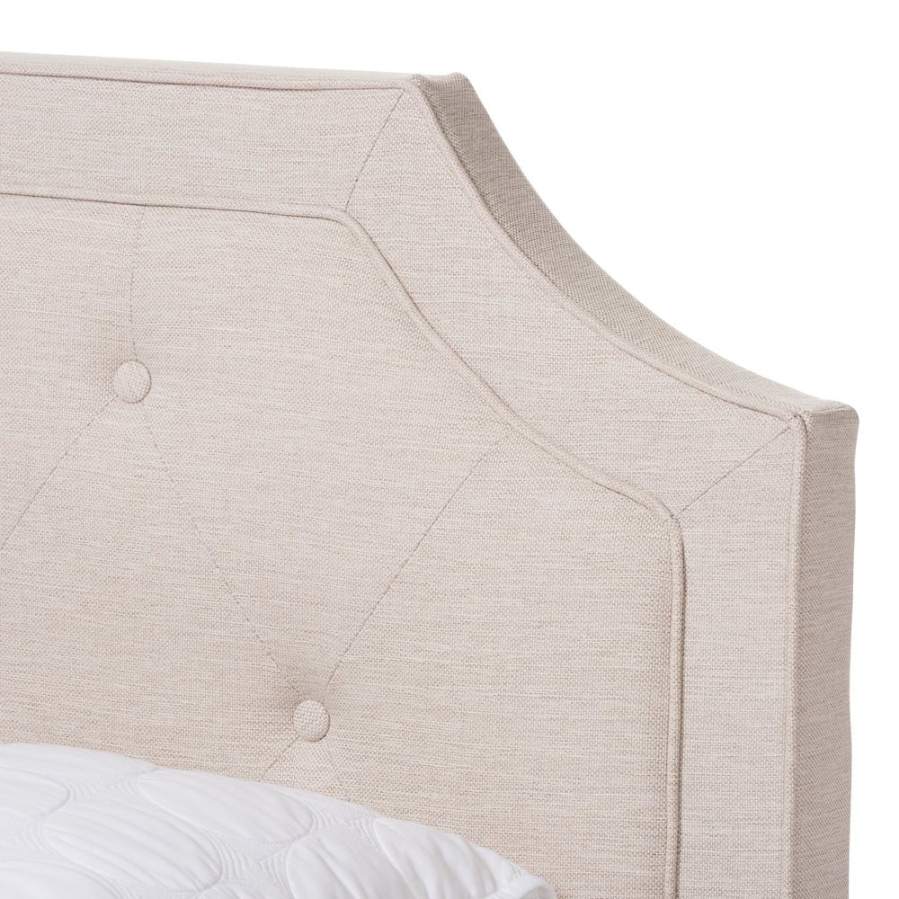 Willis Light Beige Fabric Upholstered King Size Bed