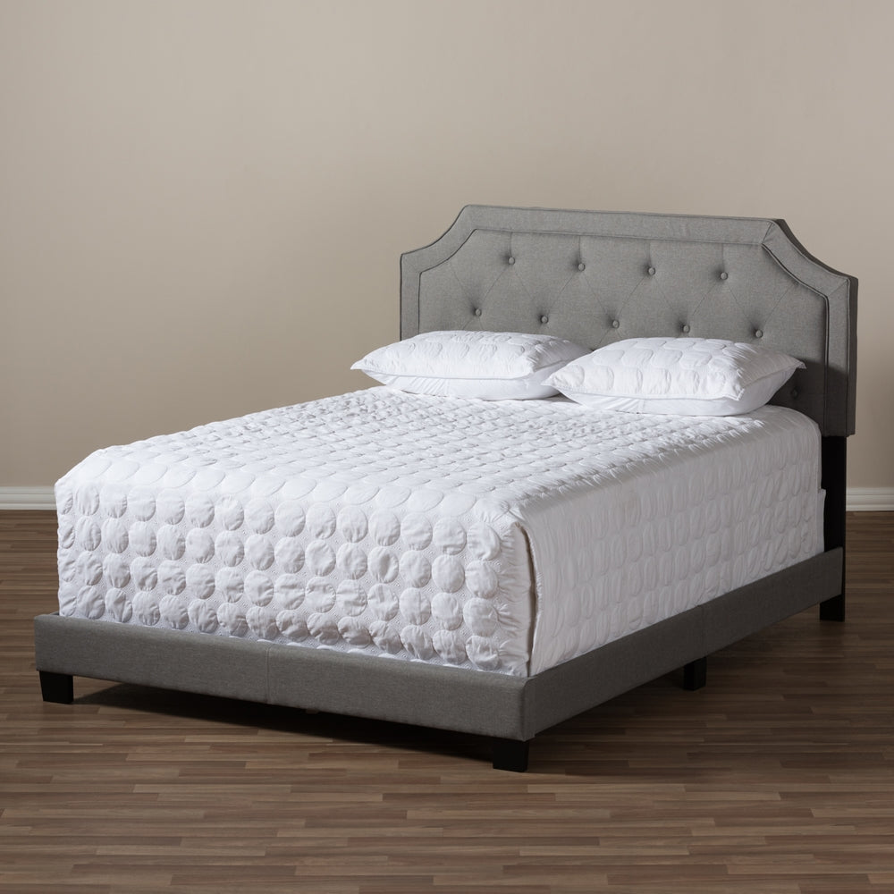 Willis Light Grey Fabric Upholstered Queen Size Bed