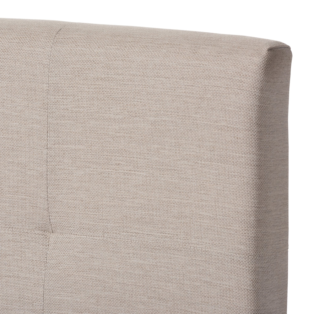 Brookfield Beige Fabric Upholstered Grid-Tufting Queen Size Bed