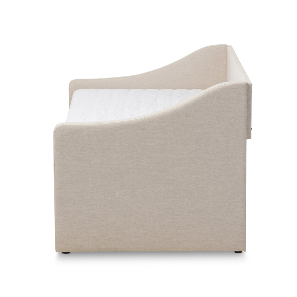 Barnstorm Beige Fabric Upholstered Daybed With Guest Trundle Bed