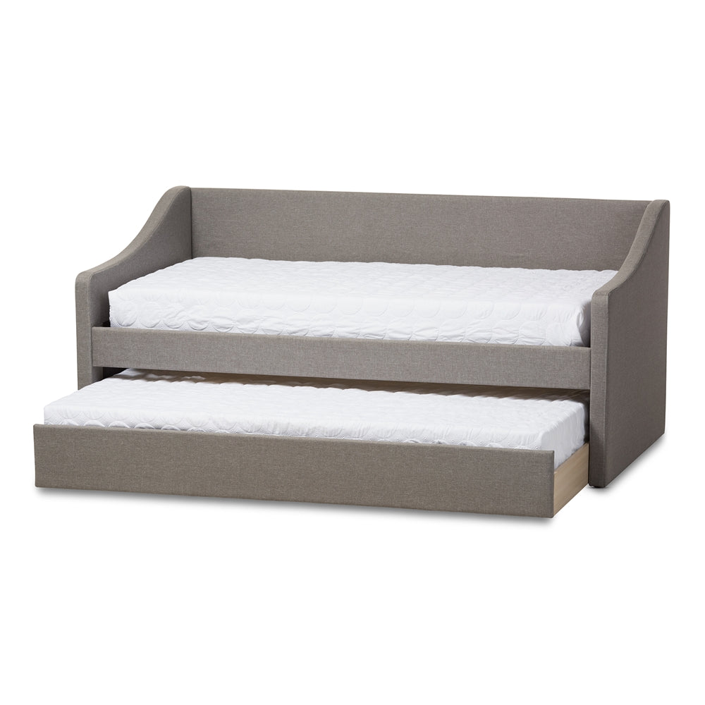 Barnstorm Grey Fabric Upholstered Daybed With Guest Trundle Bed