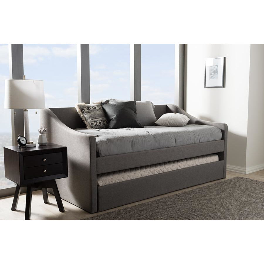 Barnstorm Grey Fabric Upholstered Daybed With Guest Trundle Bed