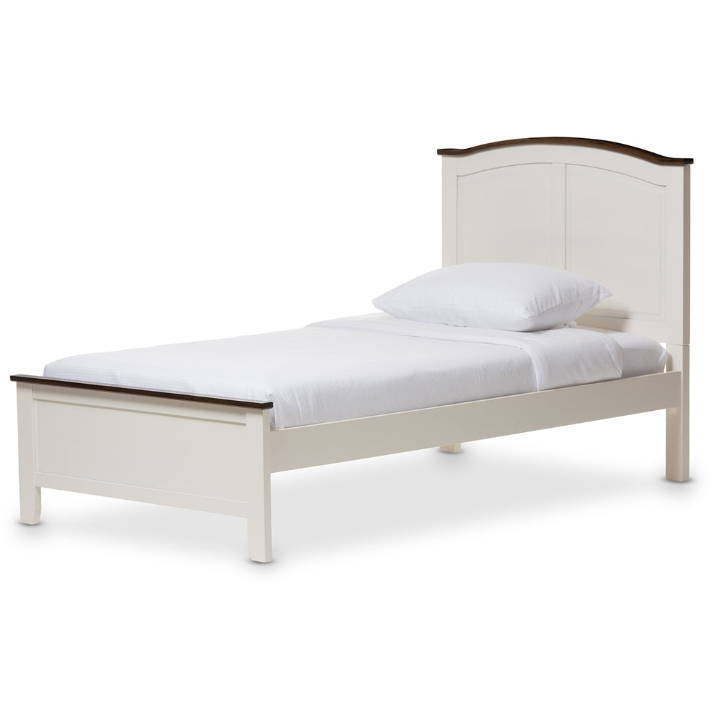 Harry Classic Butter Milk And Walnut Finishing Twin Size Platform Bed