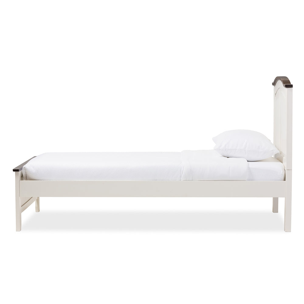 Harry Classic Butter Milk And Walnut Finishing Twin Size Platform Bed