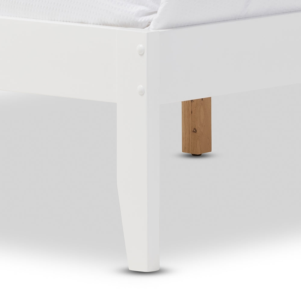 Celine Geometric Pattern White Solid Wood Full Size Platform Bed