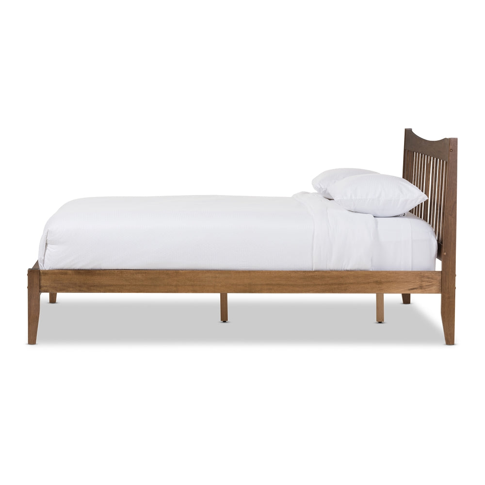 Edeline Solid Walnut Wood Curvaceous Slatted Full Size Platform Bed