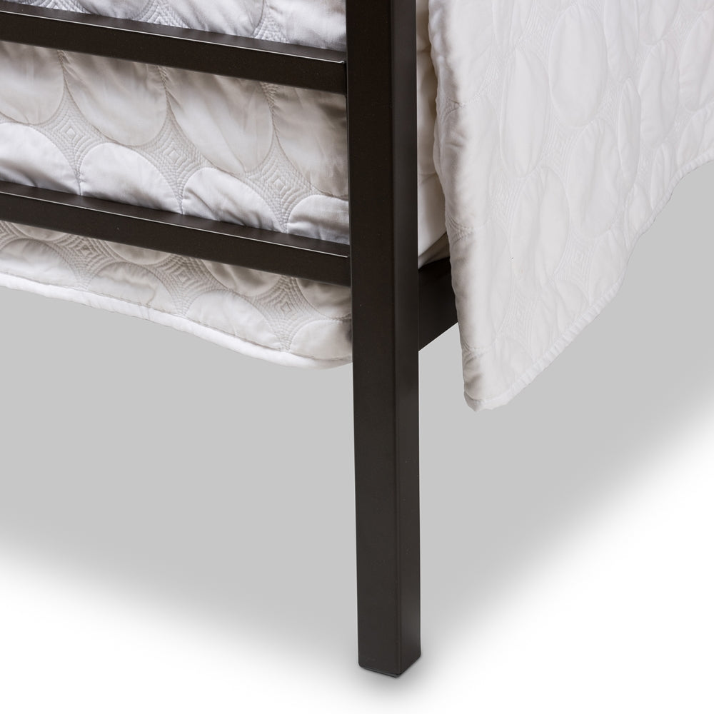 Eleanor Vintage Industrial Black Finished Metal Canopy Queen Bed