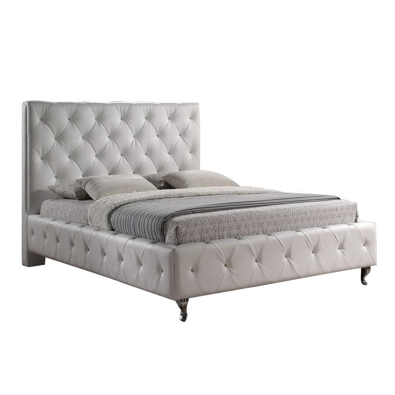 Stella Crystal Modern Design Tufted White King Size Bed